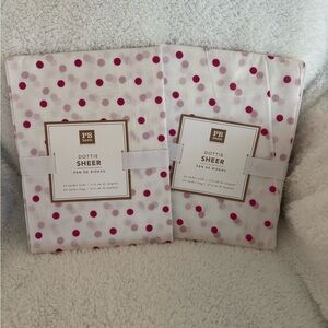 Pottery Barn Teen Dottie Sheer Curtain Panels – Set of 2 – Pink NWT